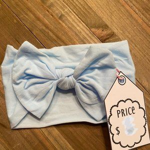 Light Blue Nylon Baby Headband with Bow
